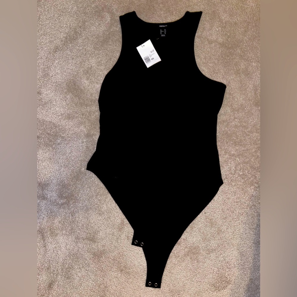 Forever 21+ Black Tank Top Style Bodysuit, NWT, Size: 0X